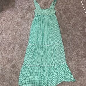 Green Gingham Maxi Dress